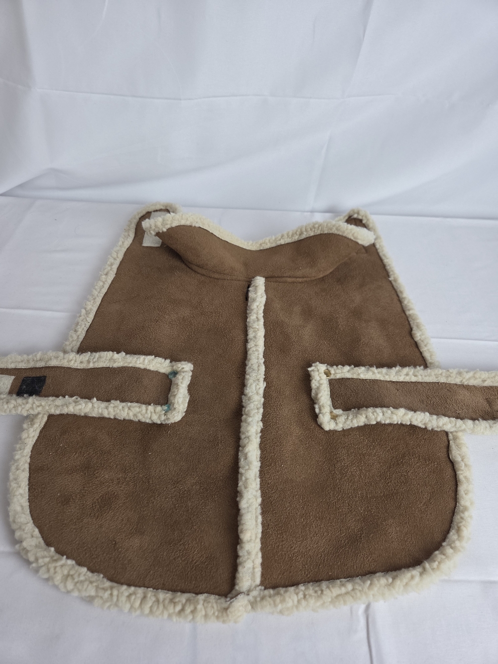 Dog Jacket Medium Brown Sherpa-Trim Dog Coat with Cream Faux-Shearling